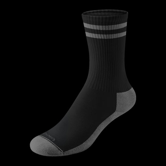Anytime Crew Sock - Natural Black/Dark Grey Stripe